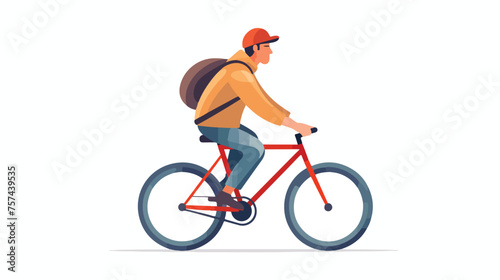 cartoon man riding a bicycle flat vector 