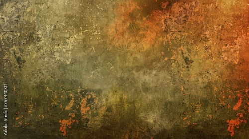 A rustic terracotta and olive green textured background, reminiscent of earth and nature