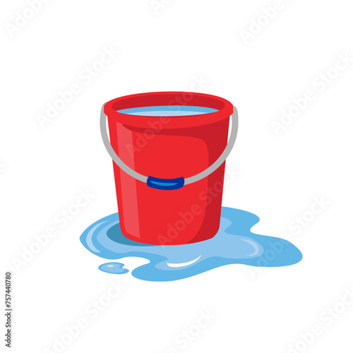 red bucket filled with water free vector