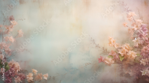 Pastel watercolor floral corner for a subtle vintage background design