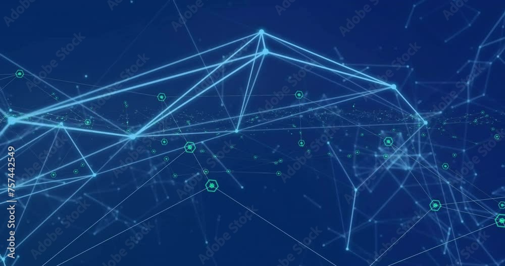 Animation of network of connections over blue background Animation of network of connections over blue background