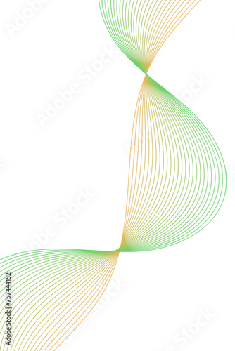Abstract background with waves for banner. Standart poster size. Vector background with lines. Element for design isolated on white. Green and orange gradient. Brochure, booklet. Summer, spring