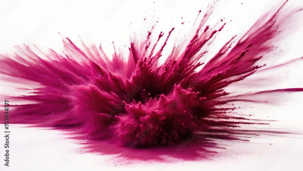 Obraz premium Maroon powder exploding, Abstract dust explosion on a white background