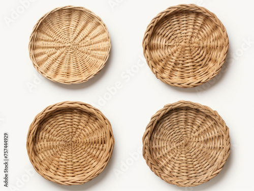 set woven basket isolated on transparent background, transparency image, removed background