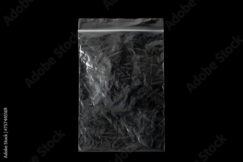 Clear isolated transparent blank plastic packaging seal for card or paper