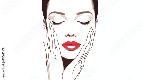 Continuous one line of cosmetic facial wash in hand