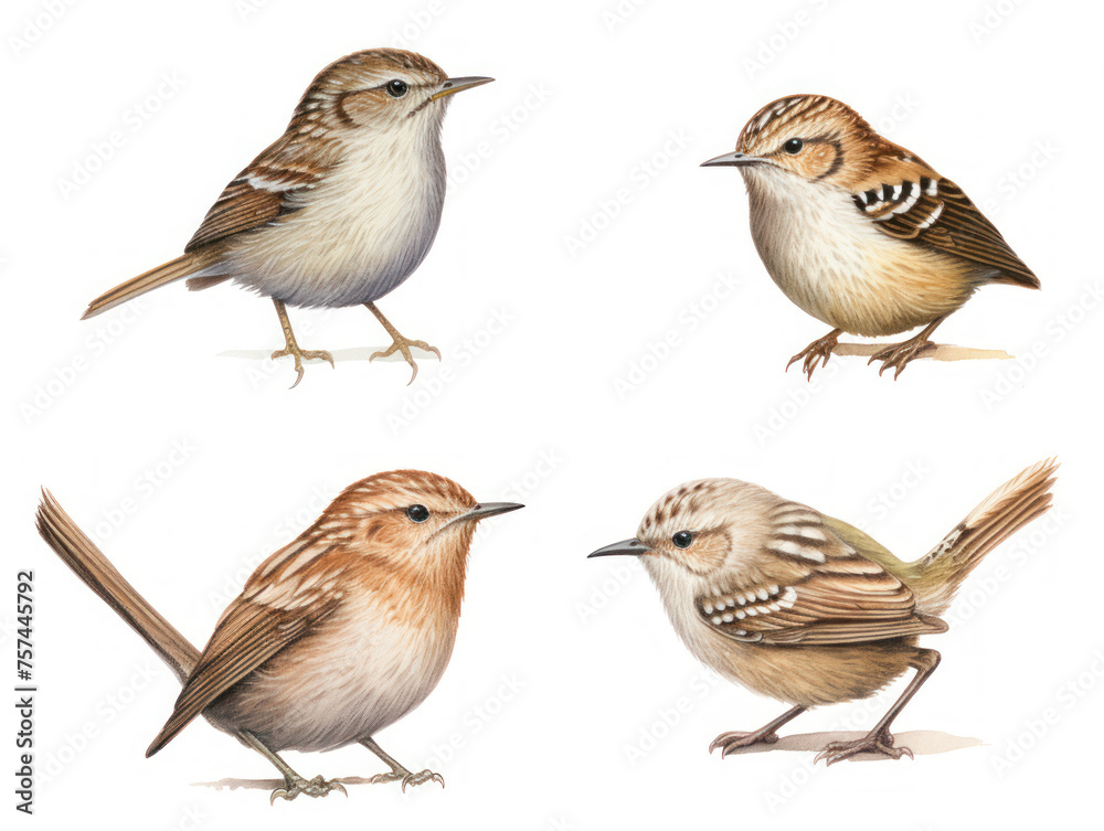set bird isolated on transparent background, transparency image, removed background