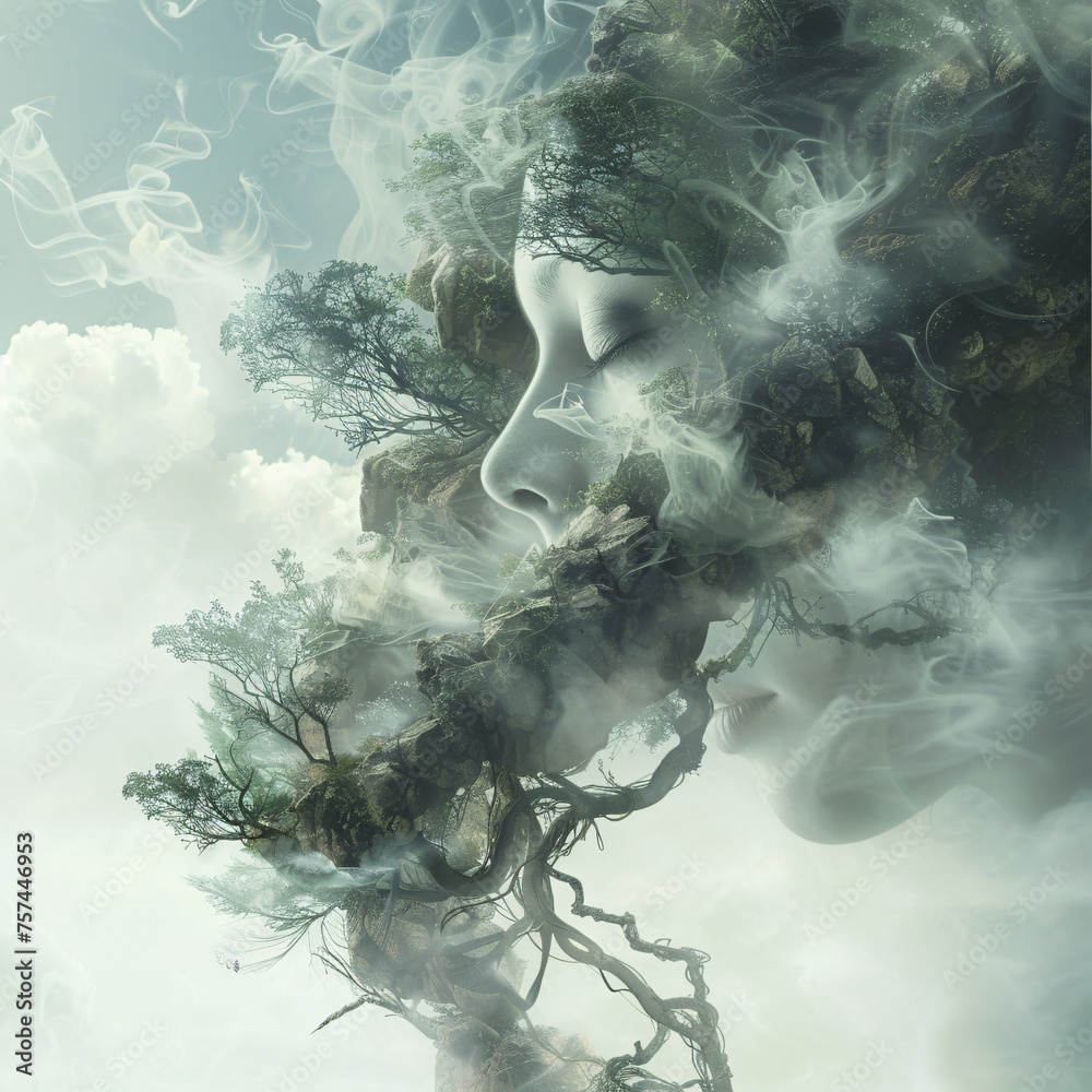 Fototapeta premium Whispering Wilderness: The Face of the Forest, Sylvan Spirits: Faces Amongst the Foliage