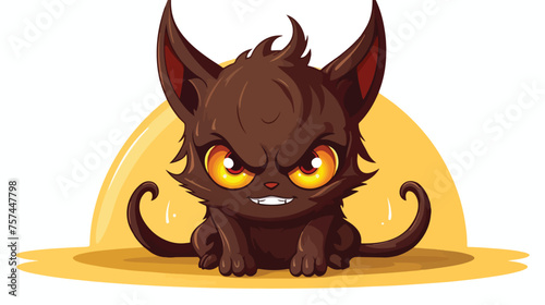 Cute Brown Devil with Yellow Eyes  Cartoon