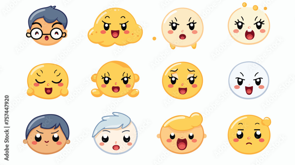 Cute cartoon expression emoji character vector design