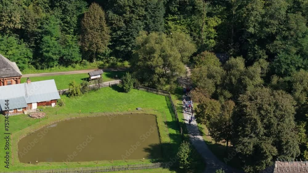 Beautiful Open Air Museum Skansen Sanok Aerial View Poland Beautiful Open Air Museum Skansen Sanok Aerial View Poland