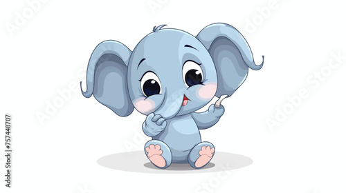 Cute elephant with sign finger. Vector of chibi cha