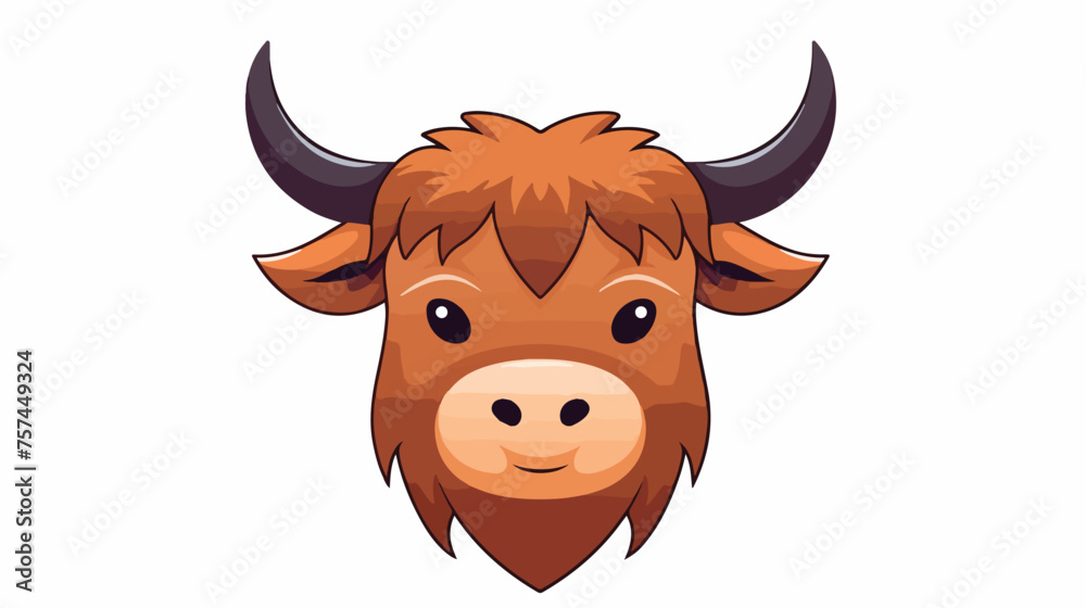 cute ox icon isolated flat  flat vector