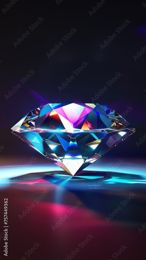 abstract background, iridescent diamond crystal, faceted gem, crystal diamond with sparkling light. transparent jewel mineral stone isolated on black background. Generative ai abstract background, iridescent diamond crystal, faceted gem, crystal diamond with sparkling light. transparent jewel mineral stone isolated on black background. Generative ai