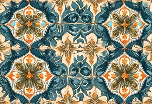 Seamless Ceramic tiles design Majolica Art Wallpaper Pattern Graphics Design background.Colorfull wall art mixed digital tiles design for interior home decor or ceramic 3d tiles design. 