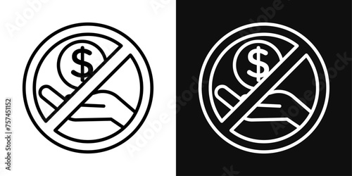 No Money Sign Icon Set. Vector Illustration