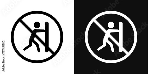 Do Not Push Sign Icon Set. Vector Illustration
