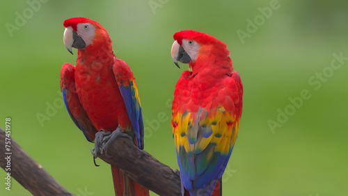 Most colorful double macaw or parrot birds With nature background