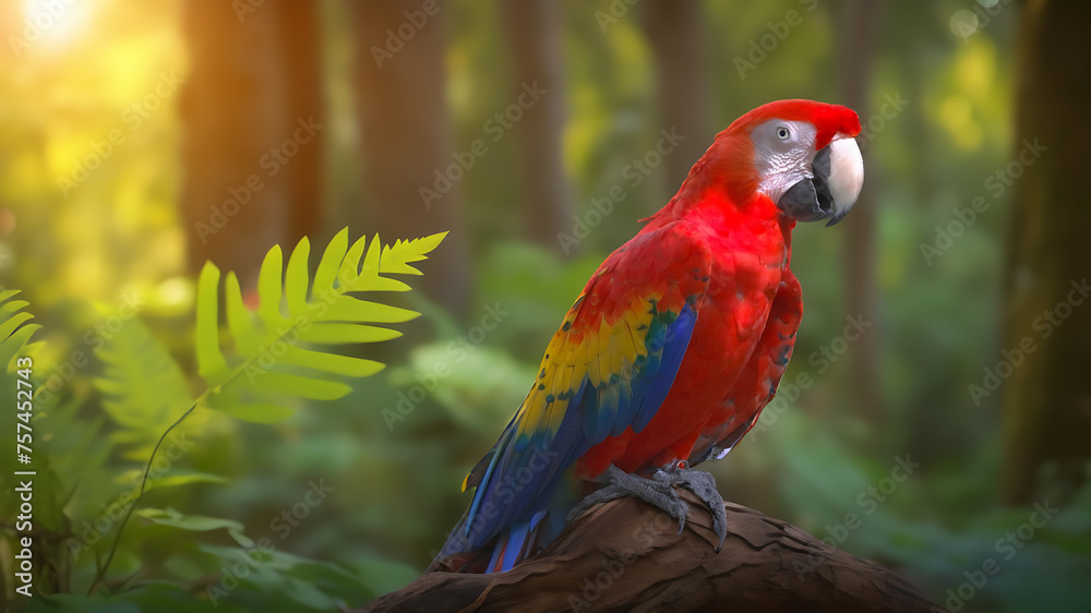 Most colorful single macaw or parrot birds With nature background