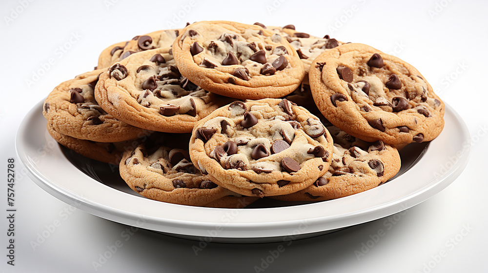 Chocolate chip cookies at the plate, generative ai Chocolate chip cookies at the plate, generative ai