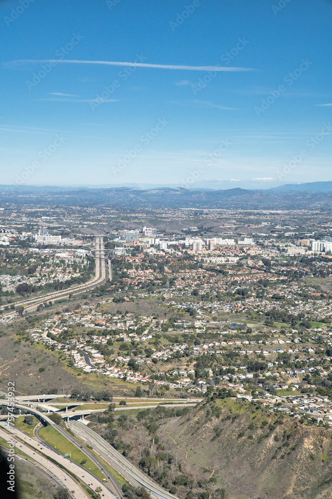 Aerial views of Sorrento Mesa, UTC, and La Jolla San Diego California