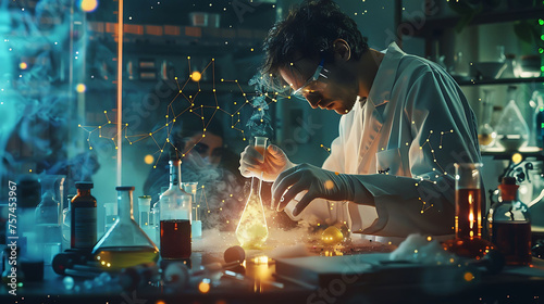 A Biochemist Conducting experiments to analyze the chemical processes within living organisms photo
