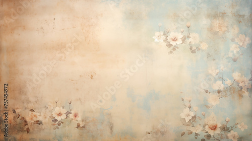 Elegant vintage floral background with soft pastel tones and botanical art