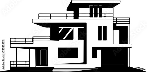 Silhouette of a Stylish Modern Home Vector Perfect for Real Estate, Architecture, and Design Concepts