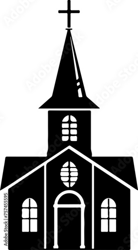 Church Building Vector Silhouette for Religious Themes and Community Oriented Projects