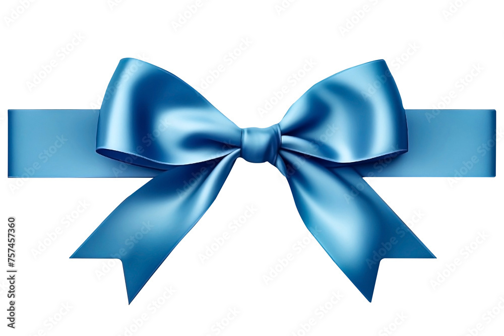 Blue ribbon PNG with bow isolated on white and transparent background, png ribbon for christmas celebration Gift advertising concept