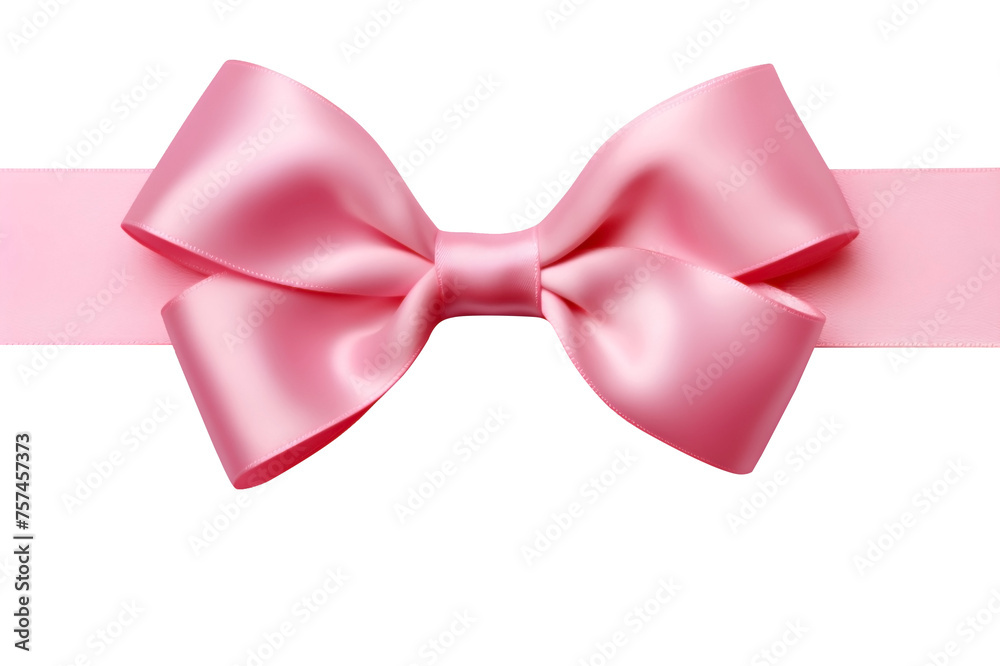 Pink ribbon PNG with bow isolated on white and transparent background, png ribbon for christmas celebration Gift advertising concept