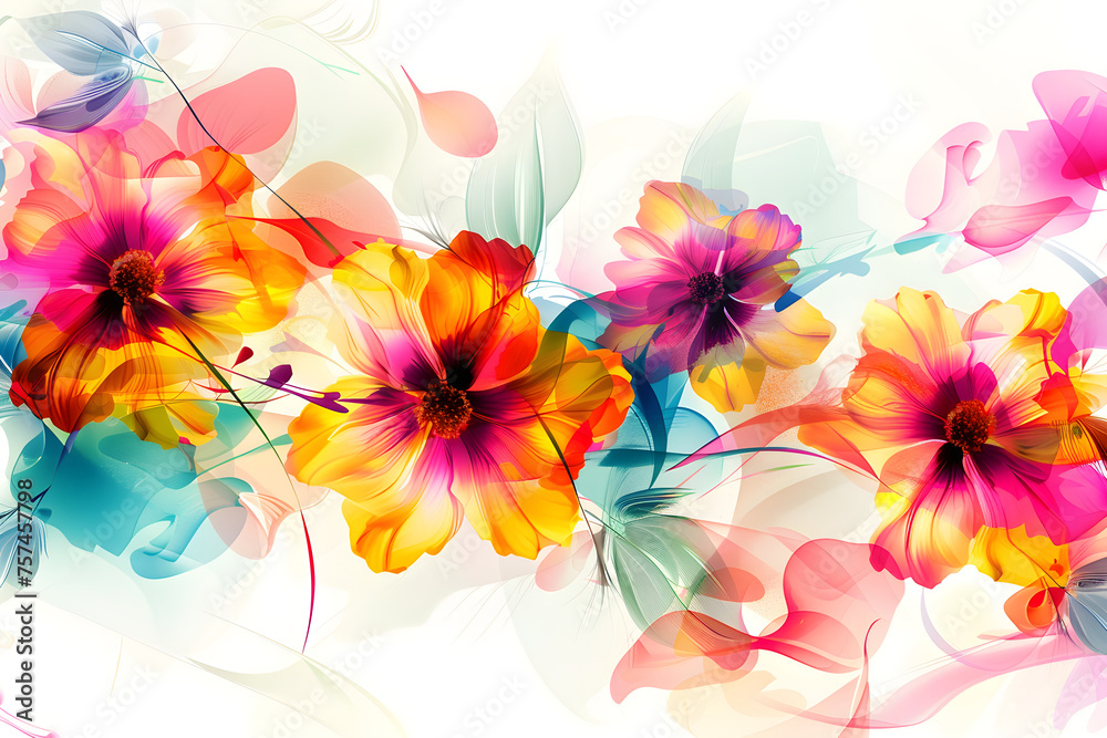 Cosmos flowers wallpaper design illustration and white background
