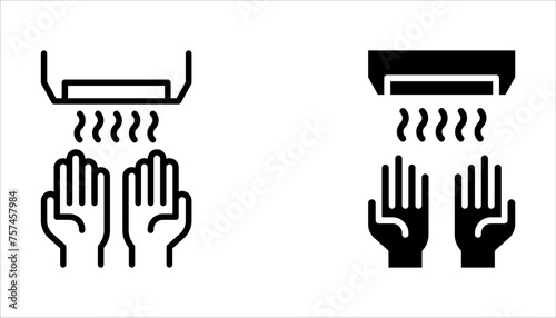 Hand dryer icons set. Vector symbols isolated on white background.