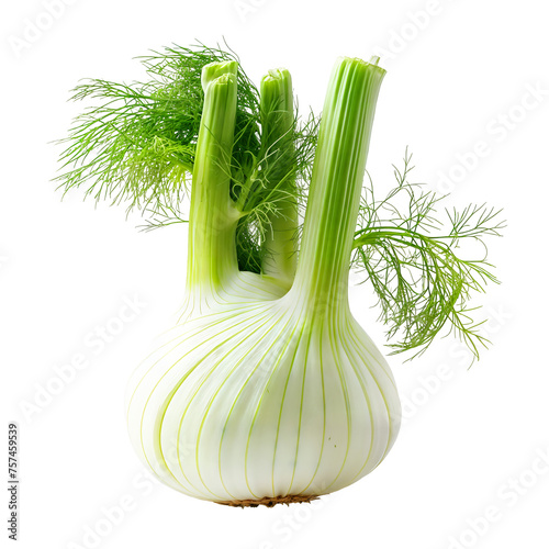 Freshly Harvested Fennel Bulb with Fronds - Versatile Culinary Ingredient for Healthy Recipes - Isolated on a Transparent Background