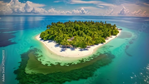 Tropical island in Maldives at summer day. Aerial view, Maldives Islands Tropical, AI Generated photo