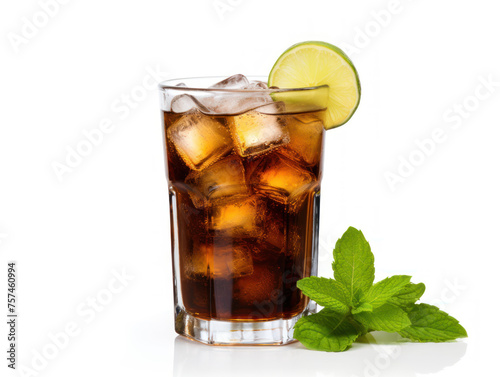 cola in glass isolated on transparent background, transparency image, removed background