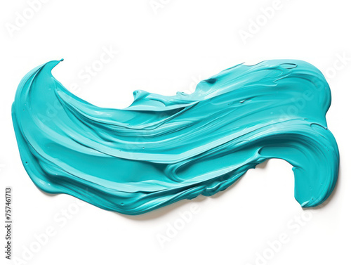 turquoise paint stroke isolated on transparent background, transparency image, removed background