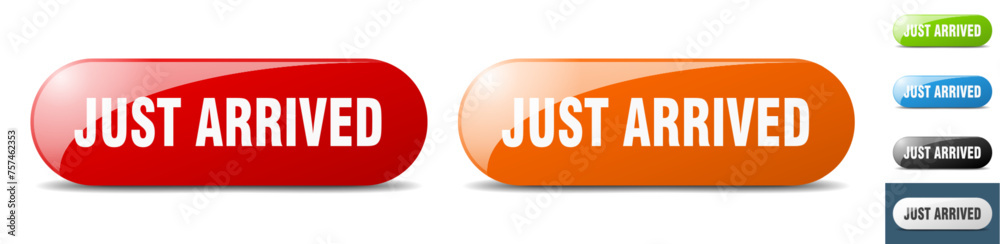 just arrived button. key. sign. push button set just arrived button. key. sign. push button set