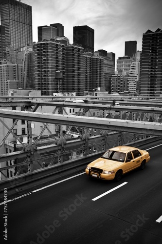 Yellow Cab Standstill: New York Taxis in Traffic Lights, 4K Ultra HD