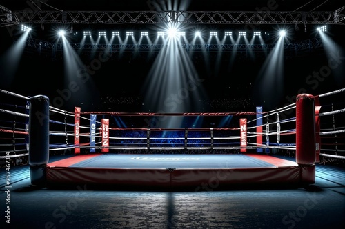A boxing ring with a crowd of people watching