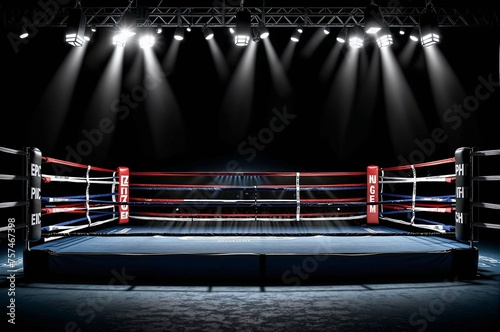 A boxing ring with a crowd of people watching
