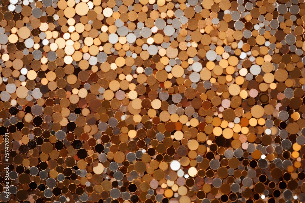 close-up view of a metallic texture with thousands of various metal pebbles close-up view of a metallic texture with thousands of various metal pebbles
