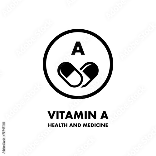 Vitamin A vector icon. Vector icon for health. Icon vitamin pill.