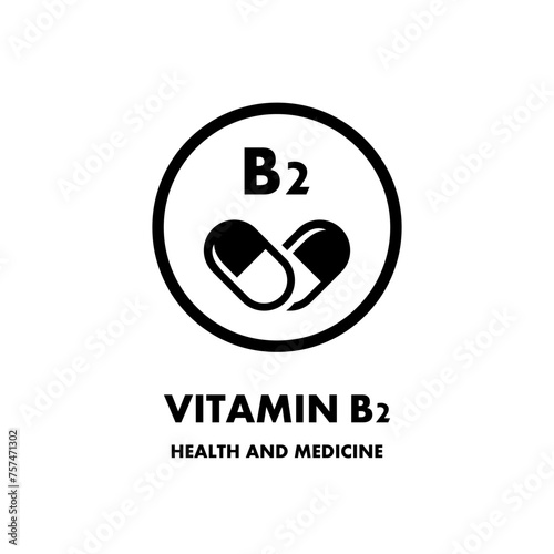 Vitamin B2 vector icon. Vector icon for health. Icon vitamin pill.