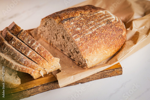 Freshly baked rye wholesome bread loafs