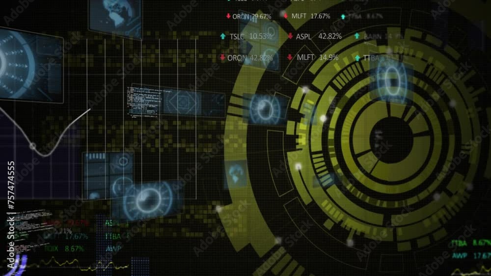 Animation of scope scanning and data processing over dark background Animation of scope scanning and data processing over dark background