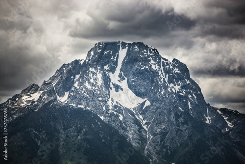 Overcast Majesty: Cloudy Day in the Tetons Mountain Range in 4K Ultra HD photo