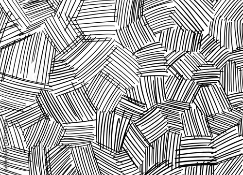 Crosshatch pattern with hand drawn pen ink scribble lines. Grunge rain organic stroke on horizontal canvas.