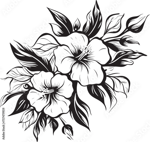 Majestic Florals Regal Blooming Flower Vector Black Logo Sublime Petals Elegant Blooming Flower Vector Black Logo Icon