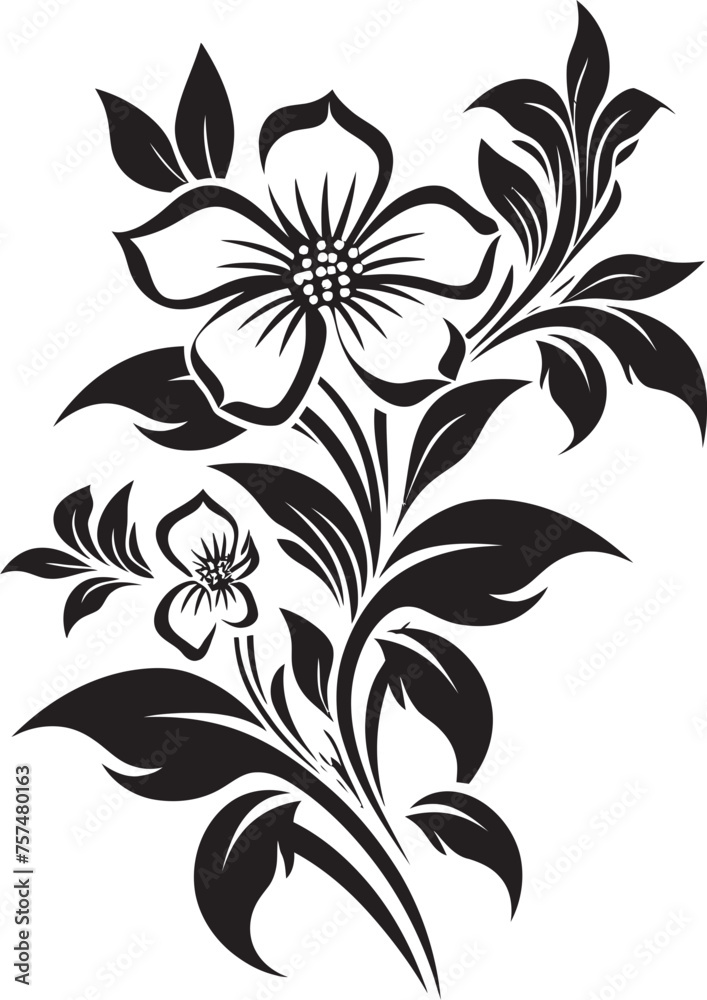 Opulent Petals Luxurious Blooming Flower Vector Black Logo Serenade of Flowers Melodic Vector Black Logo Icon with Blooming Flowers